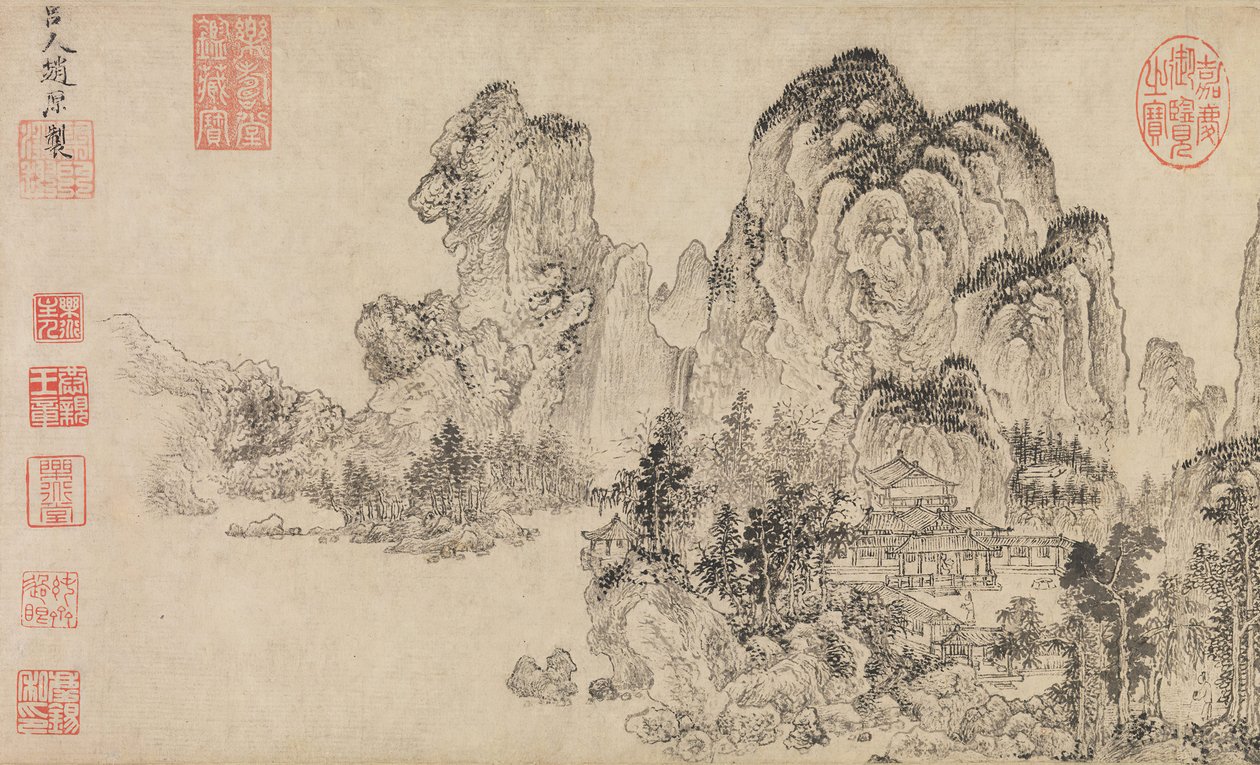 Maisema, 1300-luvun loppu. tekijältä Zhao Yuan