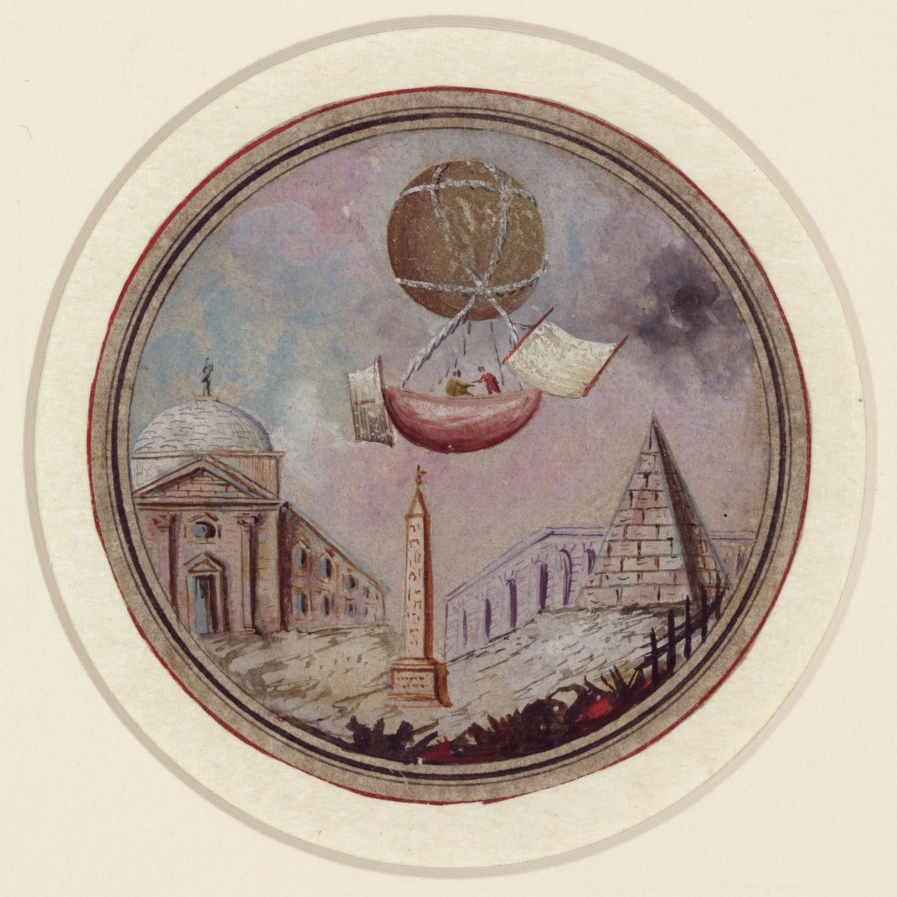 Varhainen ilmapallokatastrofi, n. 1785 tekijältä Frederick (attr. to) Barnard