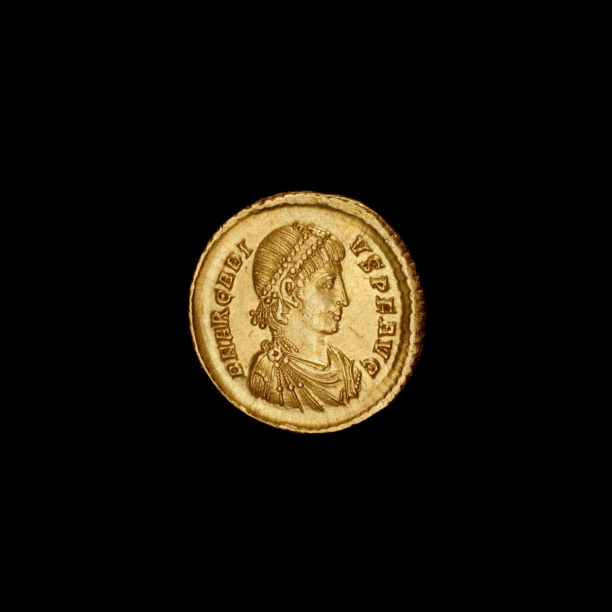 Muinaisen Konstantinopolin kolikko, joka kuvaa Arkadiosta, 383-408 jKr (kuva) tekijältä Hippolyte Lalaise Devéria