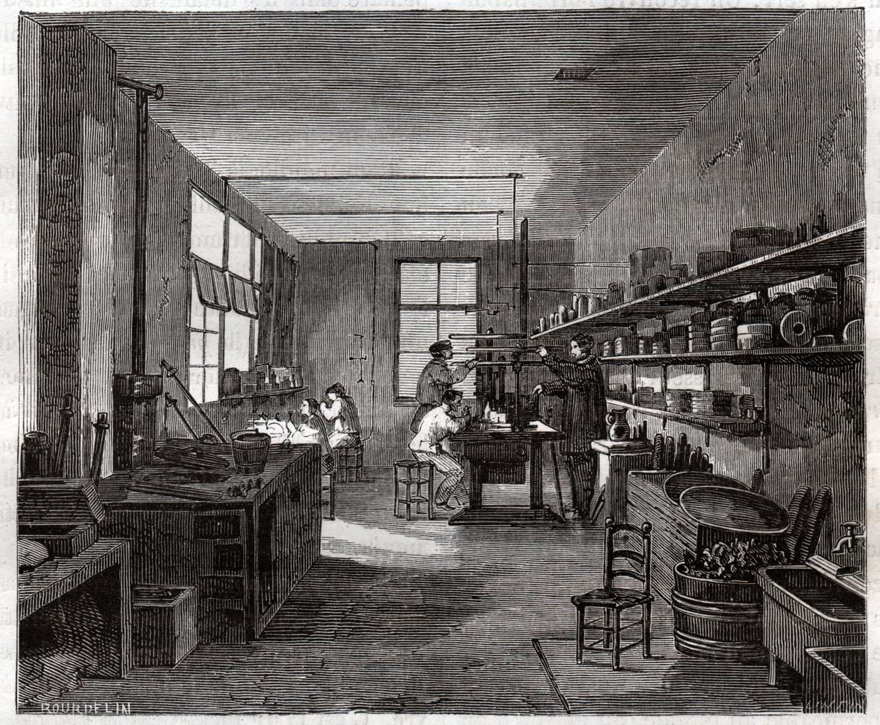 Atelier de galvanoplastie. Galvanointipaja. tekijältä Frederick (attr. to) Barnard