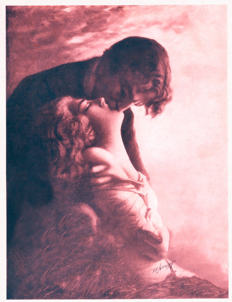 Pari suutelee. noin 1920 (kuva) tekijältä . .