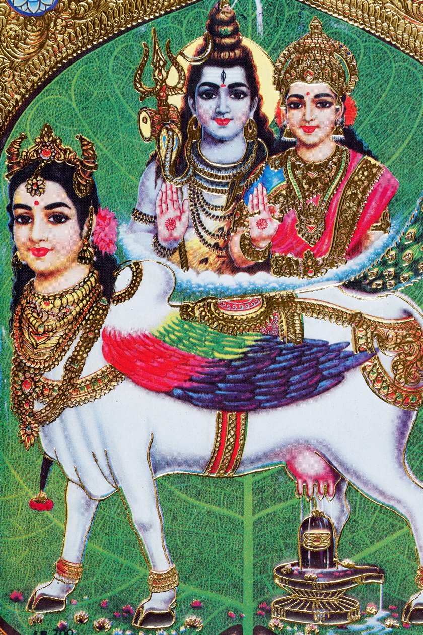 Hindujumala Shiva ja jumalatar Parvati. tekijältä . .