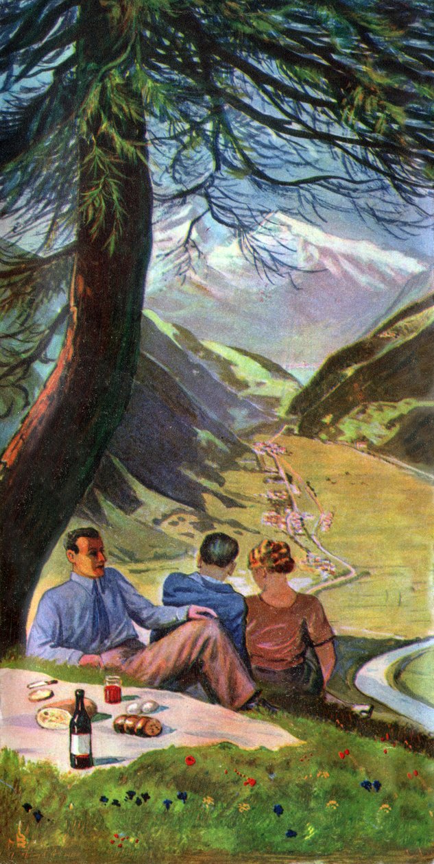 Piknik Sveitsissä, noin 1930-1940 tekijältä . .