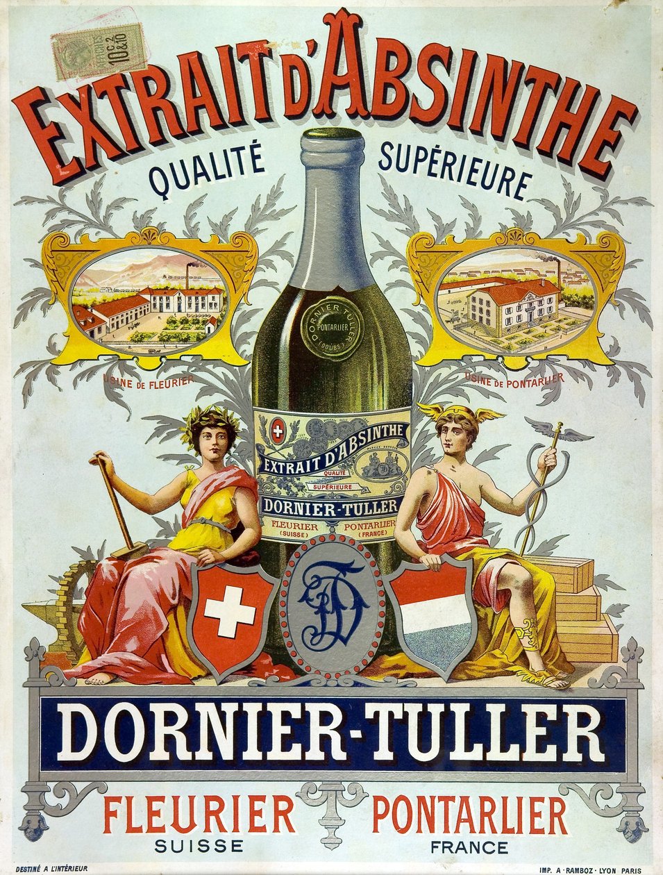 Mainos Ornier Tuller -absintista, kromolitografia 1890 tekijältä Frederick (attr. to) Barnard
