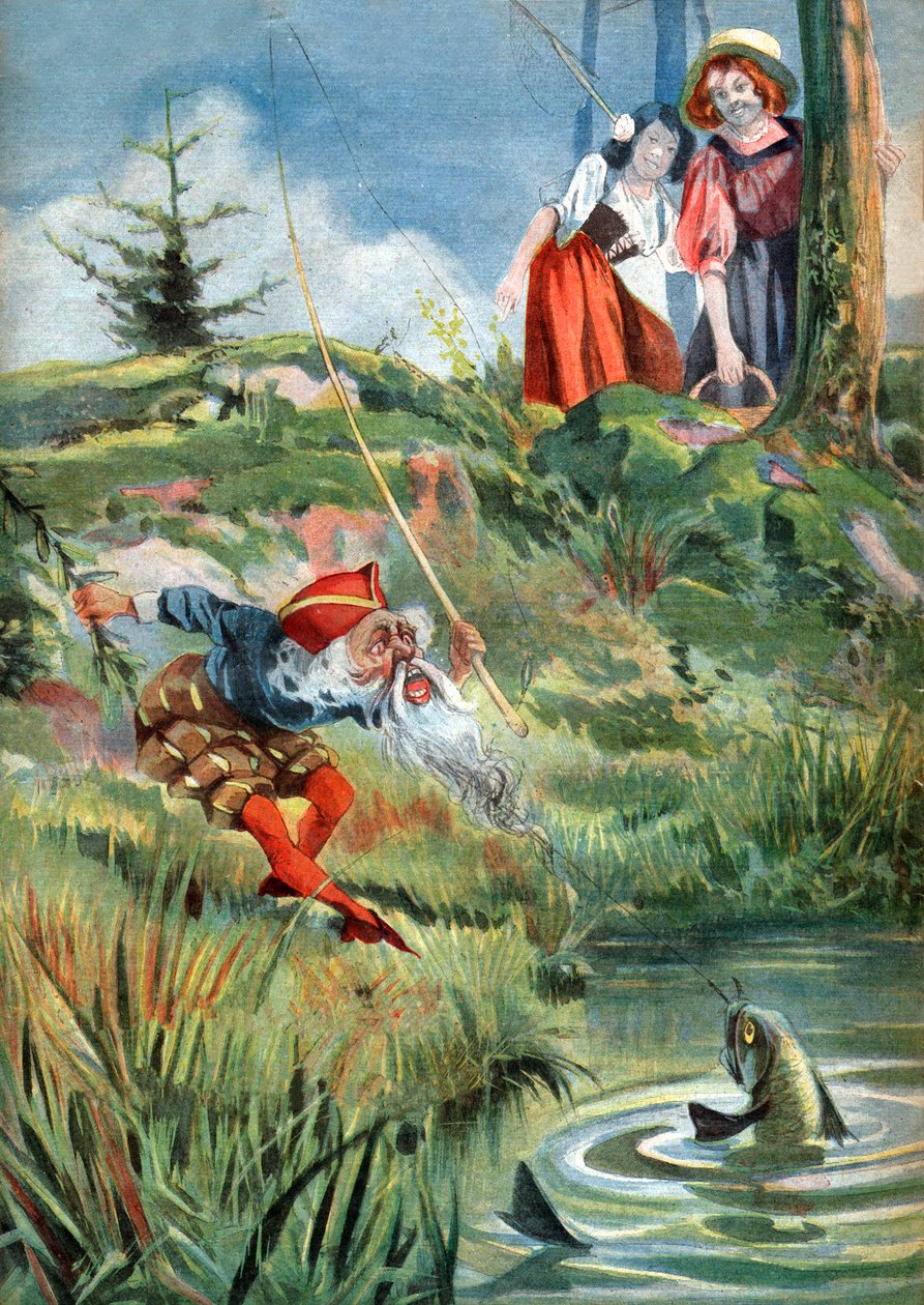 Lumikki ja ruusupompon. noin 1910 (kaiverrus) tekijältä . .