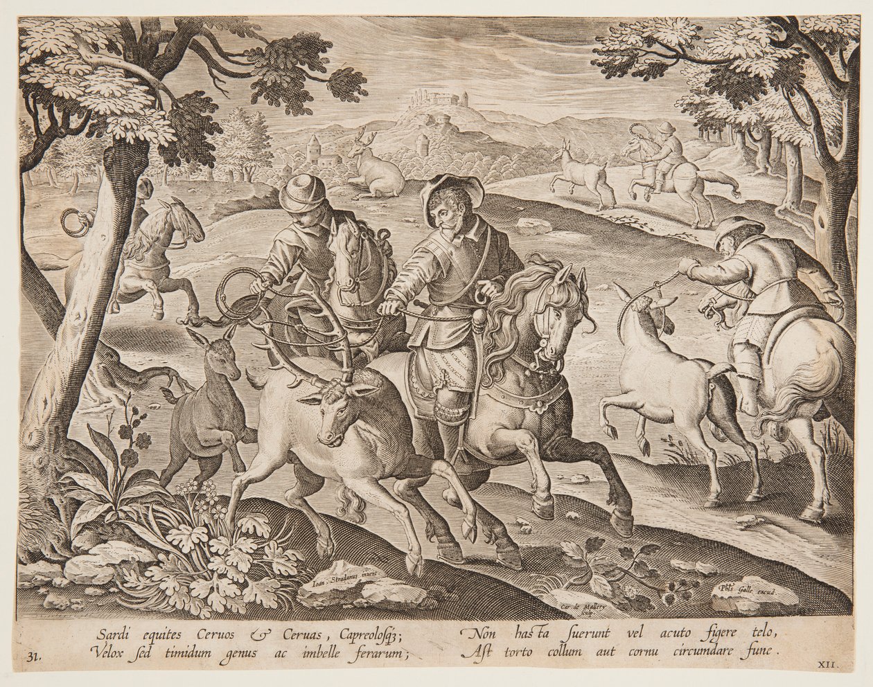 Peurojen pyydystäminen tekijältä after Jan van der Straet, called Stradanus
