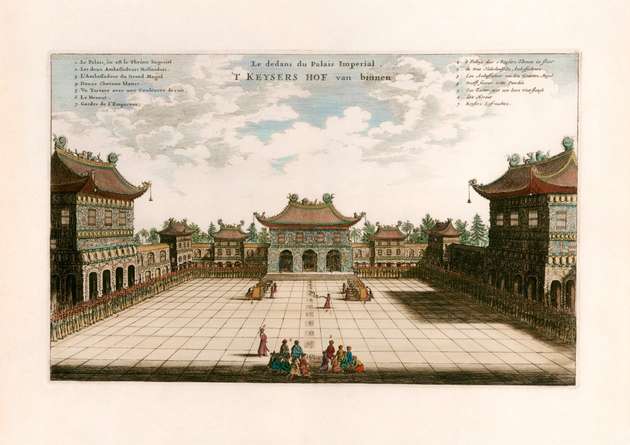 Keisarillinen palatsi, Peking, Kiina tekijältä after Johannes Nieuhof