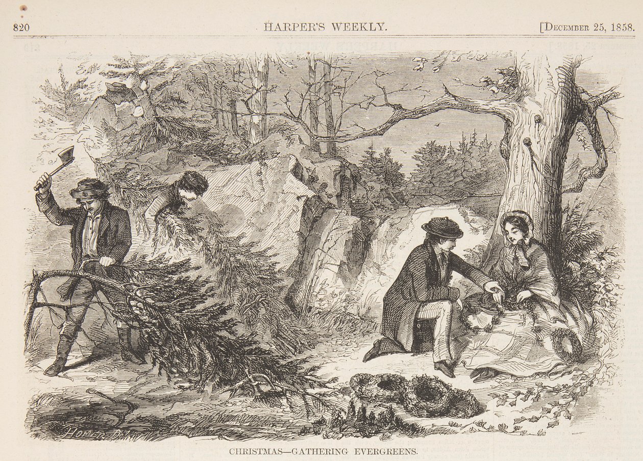 Joulu – Ikivihreiden kerääminen tekijältä after Winslow Homer