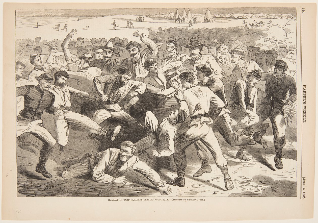 Loma leirillä – sotilaat pelaamassa "jalkapalloa" tekijältä after Winslow Homer
