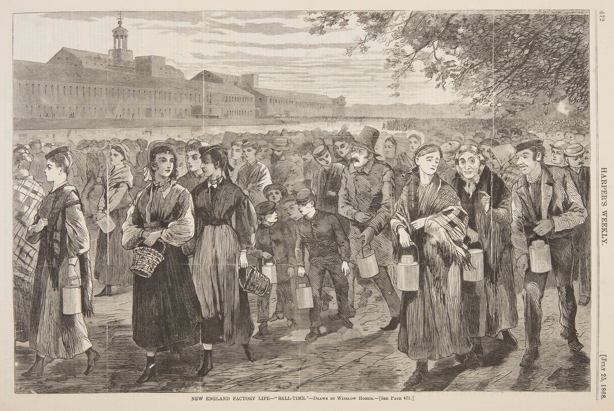 New England Factory Life - "Bell-Time" tekijältä after Winslow Homer