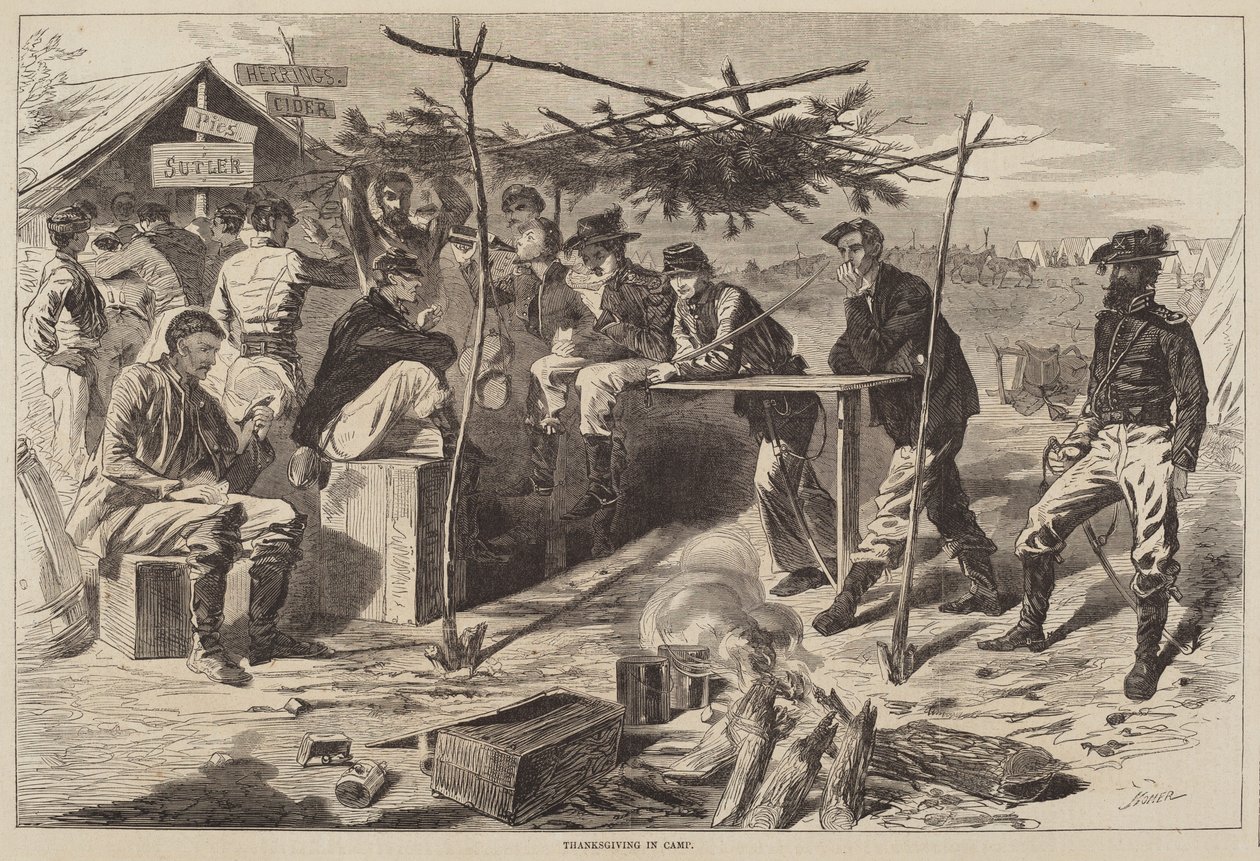 Kiitospäivä leirillä tekijältä after Winslow Homer