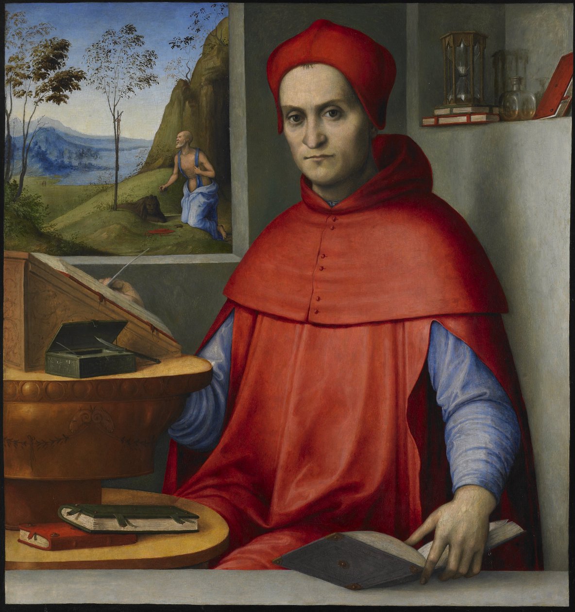 Kardinaalin muotokuva tutkimuksessaan tekijältä attributed to Lorenzo Costa