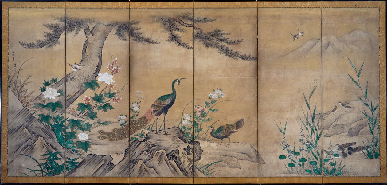 Linnut ja kukat tekijältä attributed to Kano Mitsunobu