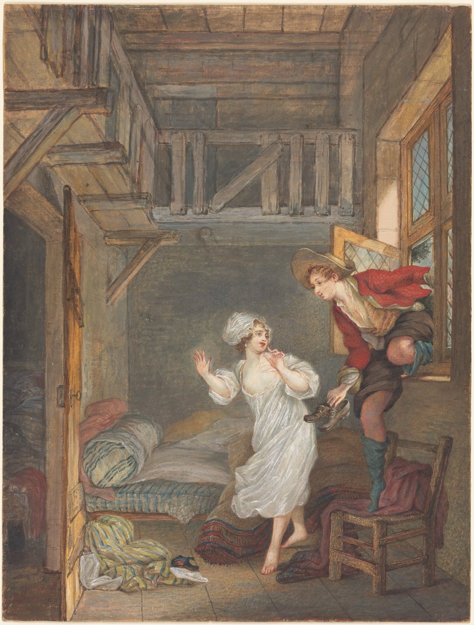 Rakastajan vierailu tekijältä attributed to Pierre Antoine Baudouin