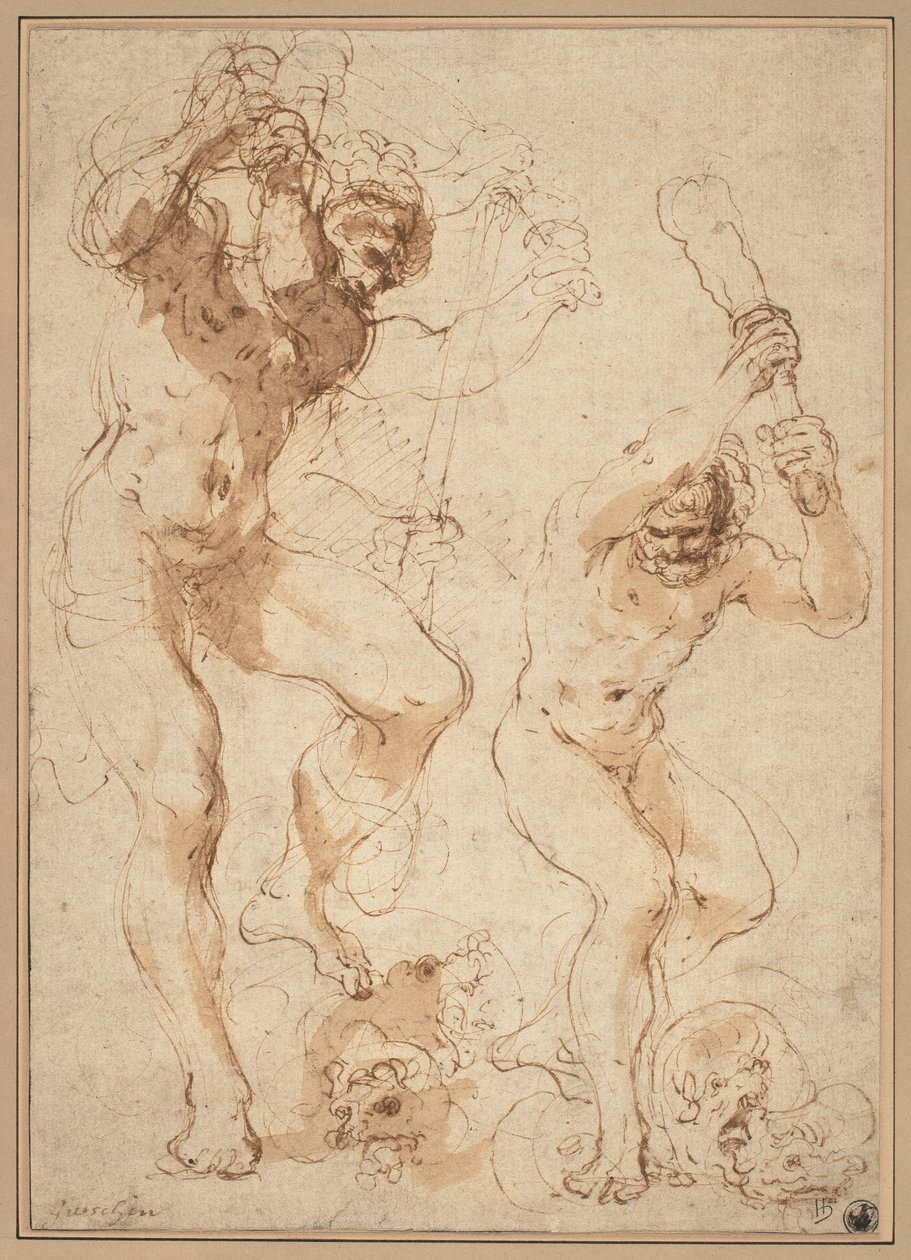 Hercules tappaa hydran tekijältä called Guercino Giovanni Francesco Barbieri