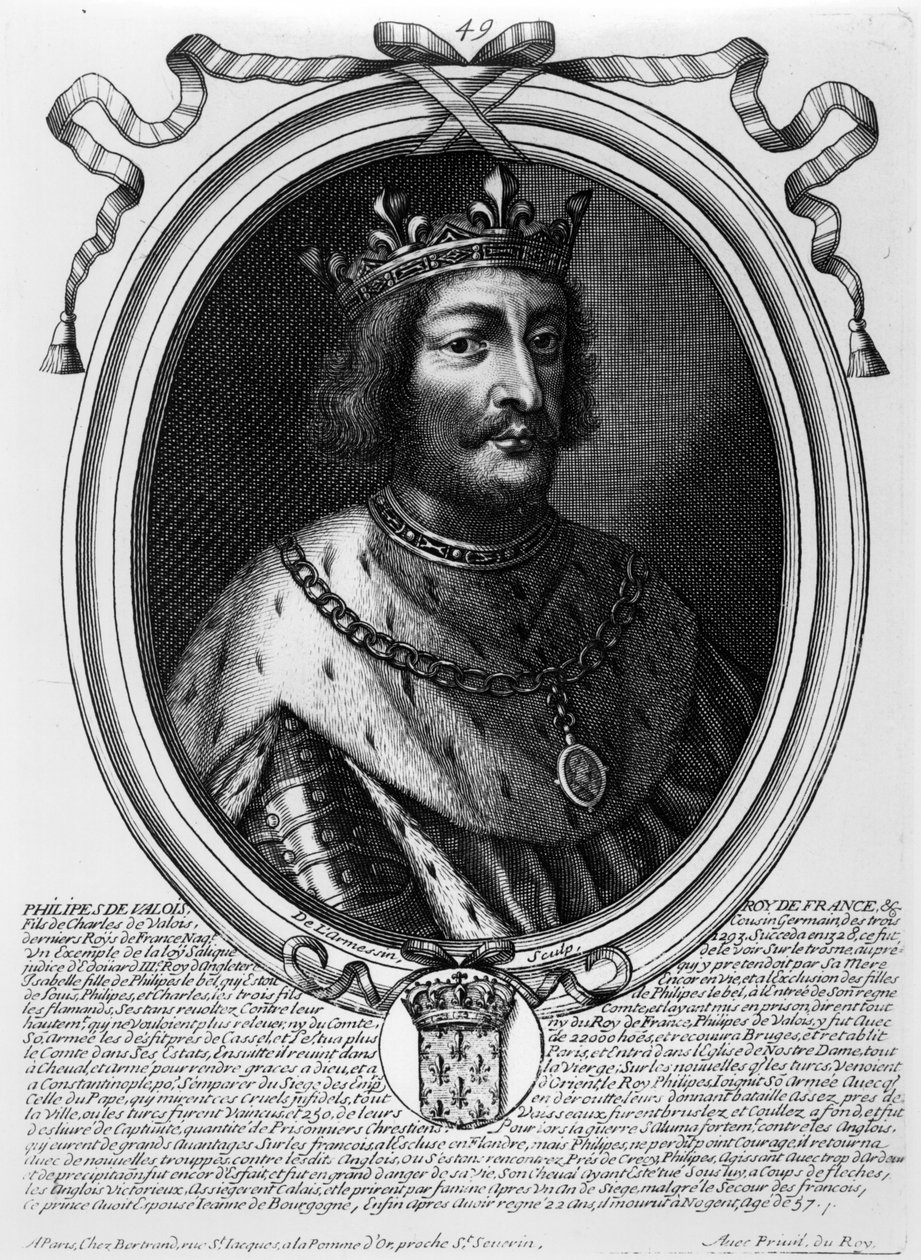 Philip VI Valois (1293-1350) Ranskan kuningas, teoksesta "Les Augustes Representations de tous les Rois de France depuis Pharamond jusqu