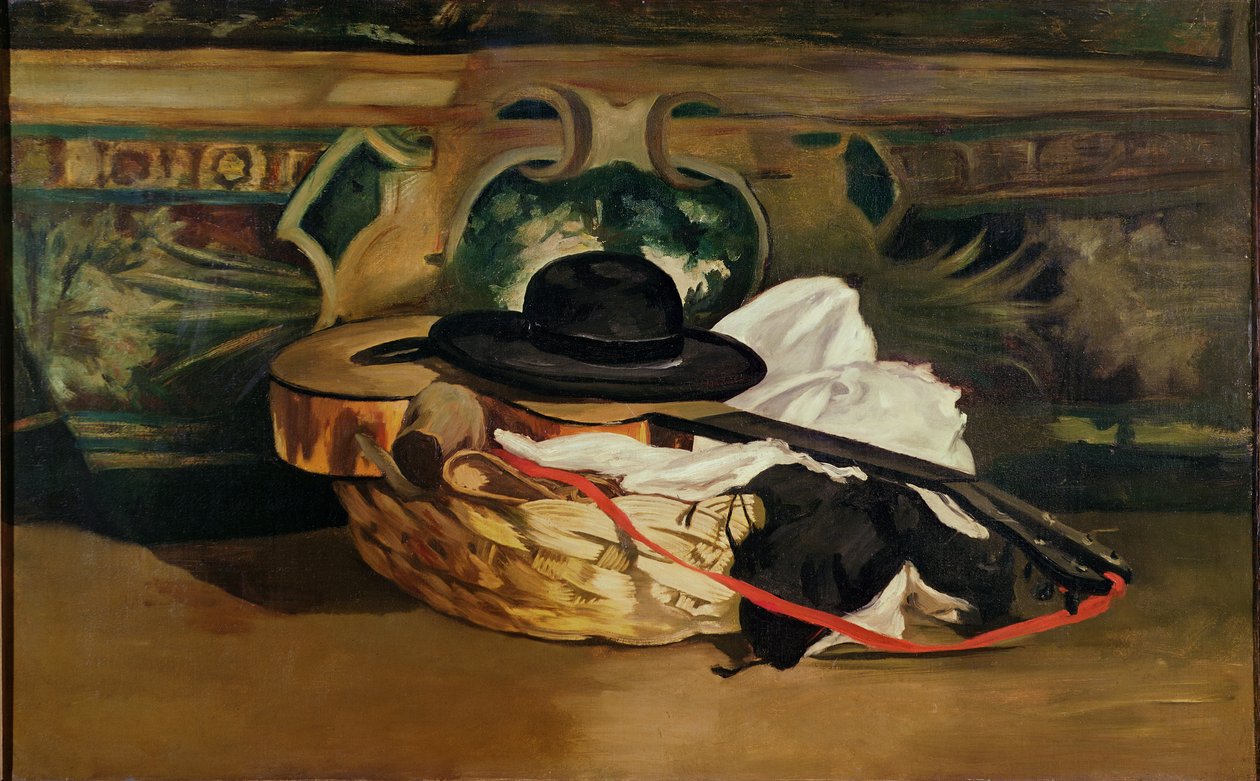 Asetelma: Kitara ja Sombrero, 1862 tekijältä Édouard Manet