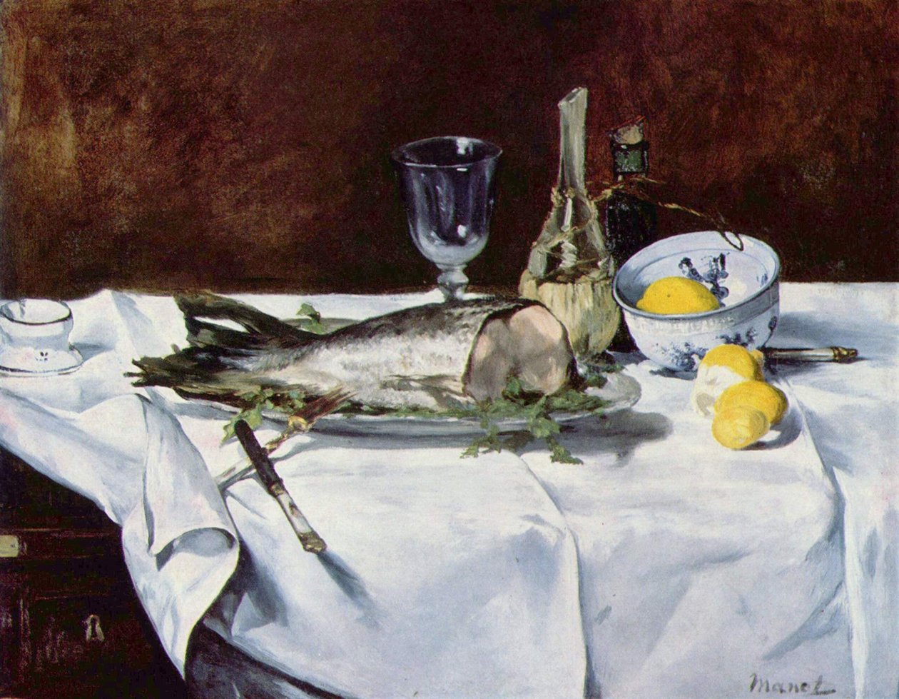 Asetelma lohen kanssa tekijältä Édouard Manet