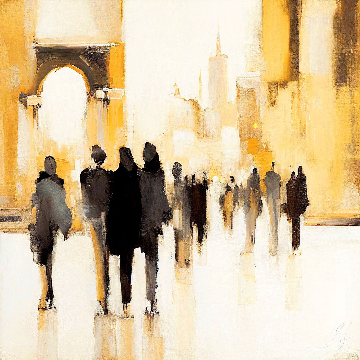 Urban Life: Abstrakti impressionistinen siluettimaalaus tekijältä F. Abderrahim