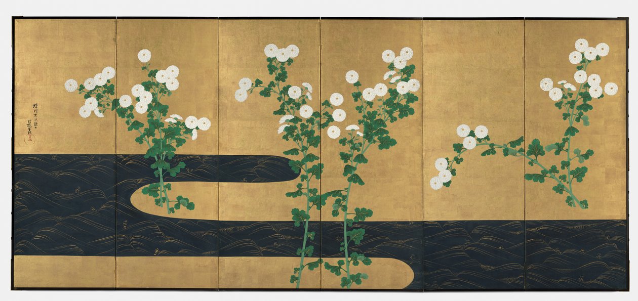 Krysanteemit virran varrella tekijältä possibly by Ogata Kōrin