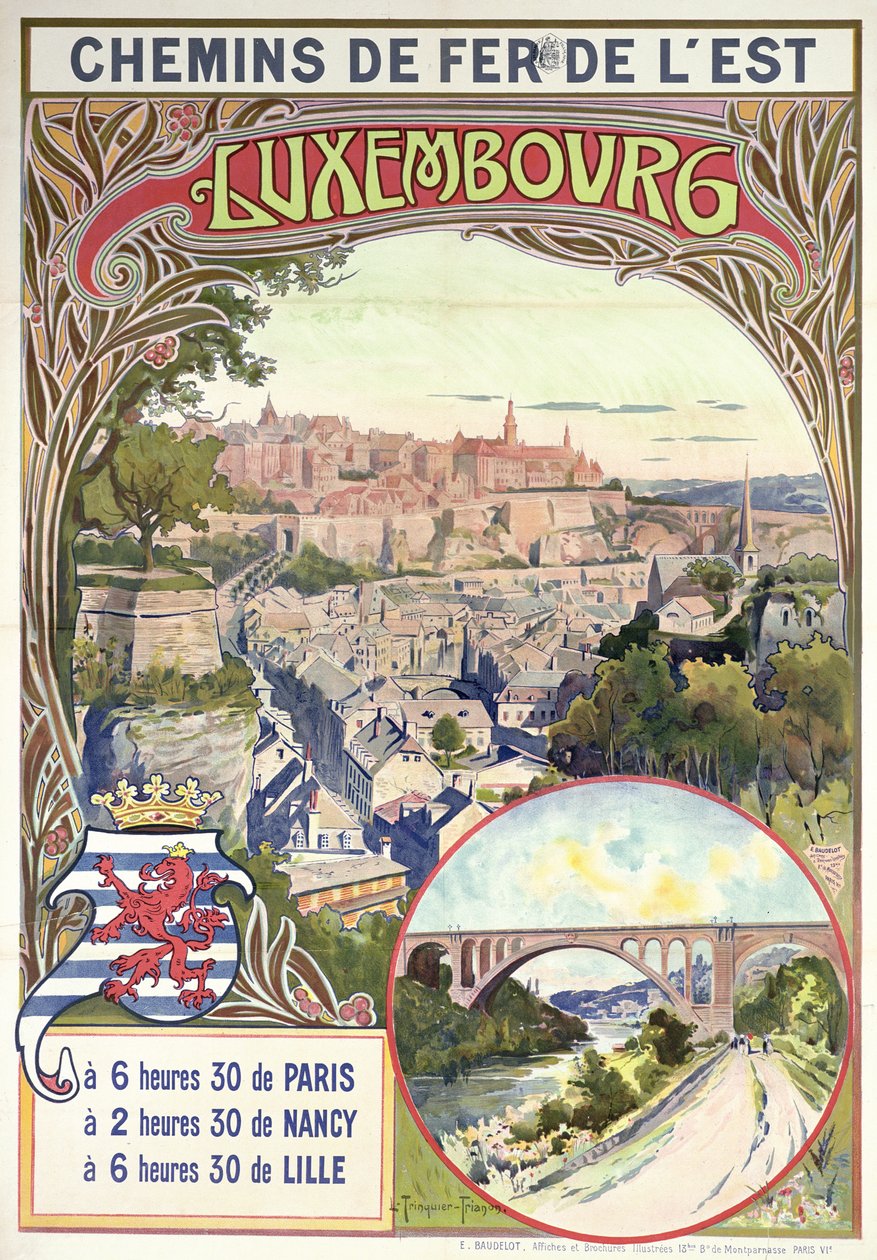 Mainosjuliste Luxemburg, n. 1900 tekijältä pseudonym of Trinquier, Louis Trinquier Trianon
