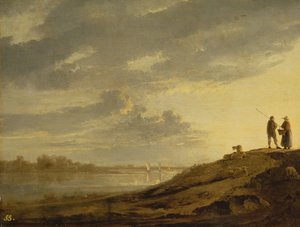 Auringonlasku joen yllä, 1650-luku (paneeli)