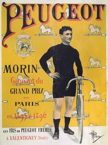 Juliste, joka mainostaa polkupyöriä "Peugeot", 1896