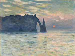 Cliff, Étretat, auringonlasku, 1882-1883