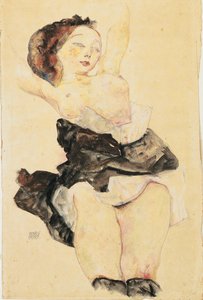 Nuori tyttö makuuasennossa, puolialaston, 1912