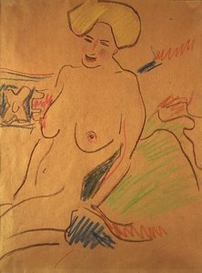 Istuva alastonkuva, n. 1907 (liituja paperille)