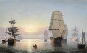 Bostonin satama, auringonlasku, 1850-55