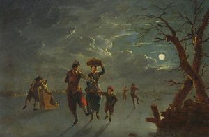 Moonlightin luistelu (öljy kuparilla)