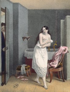 Nainen nousemassa kylpyltään, n. 1825