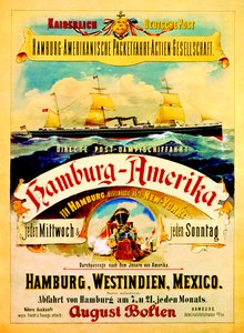 Hamburg American Linea mainostava juliste, 1883