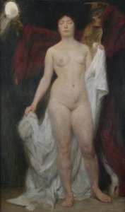 Weiblicher Akt mit Tod als Vanitasallegorie