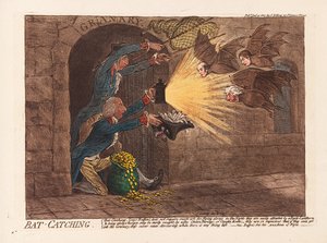 Lepakonpyynti, pubi. 1803 (käsinvärinen kaiverrus)