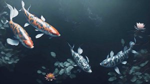 mustemaalaus: Koi-Karpfish_red+white_01