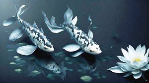 mustemaalaus: Koi-Karpfish_white marble_02