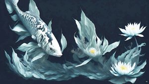 mustemaalaus: Koi-Karpfish_white marble_03
