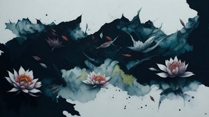 mustemaalaus: waterlili-black_02