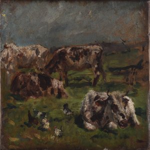 Lehmät ja kanat, n. 1880