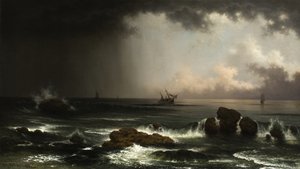 Rannikkokohtaus uppoavan laivan kanssa, 1863