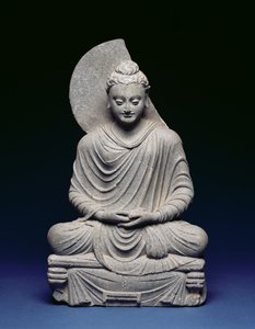 Istuu Buddha, Gandhara, 1.-3. vuosisadalla jKr.