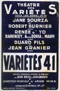 Mainosjuliste Variétés 41 -varieteesta, Ranska, 1941