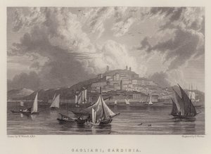 Cagliari, Sardinia (väri litho)