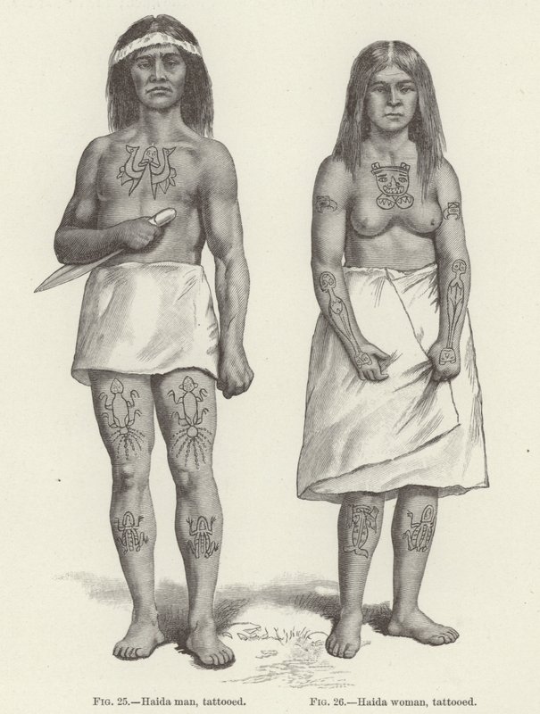 Tatuoitu Haidan nainen ja mies (kaiverrus) tekijältä (after) American School