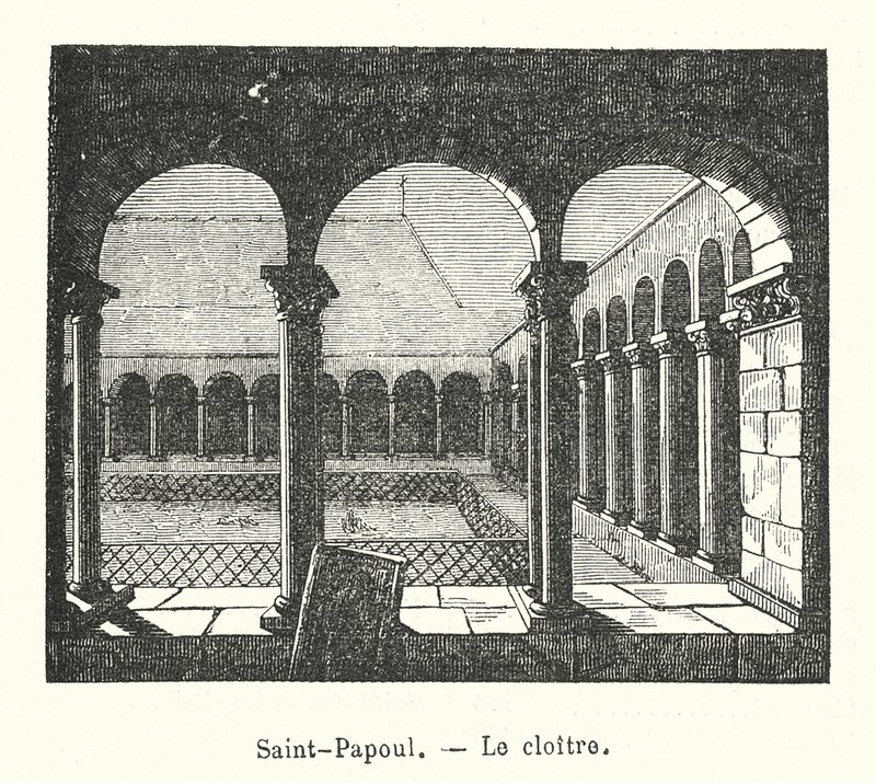 Saint-Papoul, luostari (kaiverrus) tekijältä (after) French School