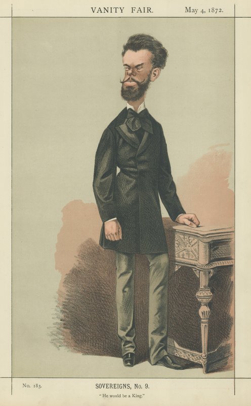 Espanjan kuningas Amadeus (väri litho) tekijältä Adriano Cecioni