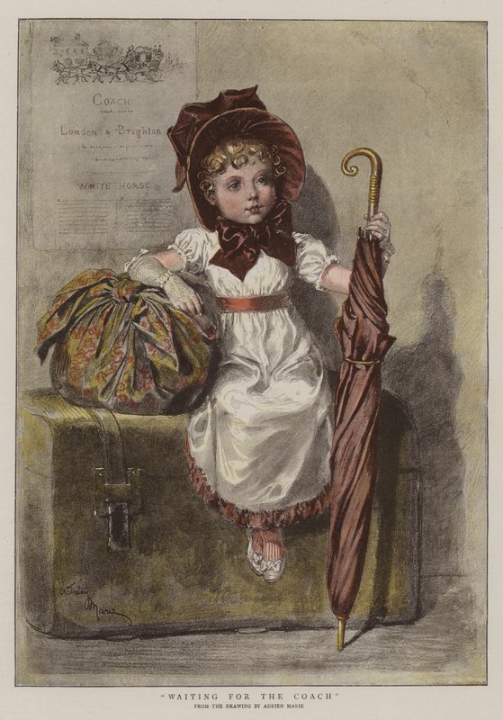 Valmentajaa odotellessa (chromolitho) tekijältä Adrien Emmanuel Marie