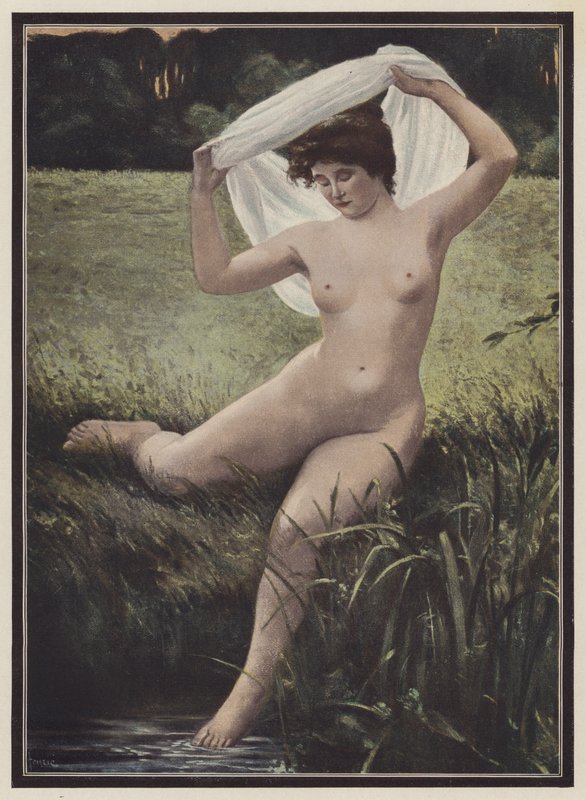 Nainen uimari (väri litho) tekijältä Albert Auguste Fourie